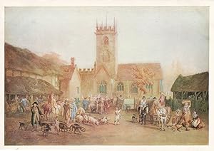 Farmers Pig Market Bedford William Pyne Painting Postcard