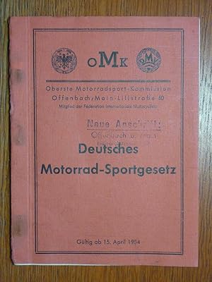 ADAC - OMK - DMV - Deutsches Motorrad Sportgesetz - gültig ab 15. April 1954.