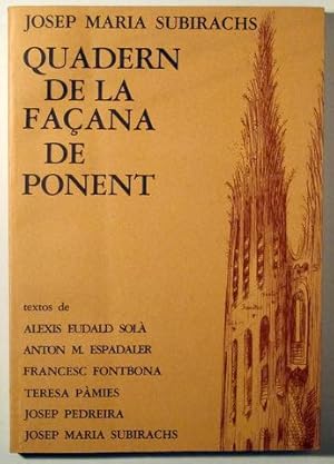 Imagen del vendedor de QUADERN DE LA FAANA DE PONENT - Barcelona 1990 - Il lustrat a la venta por Llibres del Mirall