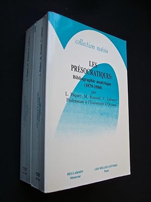 Les présocratiques : Bibliographie analytique (1879-1980) -
