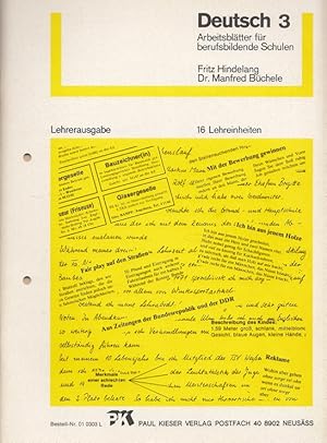 Seller image for Deutsch 3 - Arbeitsbltter fr berufsbildende Schulen - Lehrerausgabe 16 Lehreinheiten for sale by Versandantiquariat Nussbaum