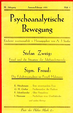 Seller image for Heft 1. 1931. Die psychoanalytische Bewegung. III. Jahrgang. for sale by Fundus-Online GbR Borkert Schwarz Zerfa