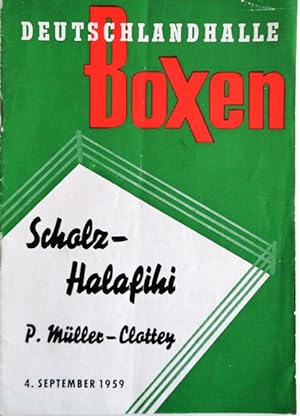 Boxprogramm: Gustav Scholz - Johnny Halafihi - Hauptkampf. Deutschlandhalle 4. Sept. 1959. Techni...