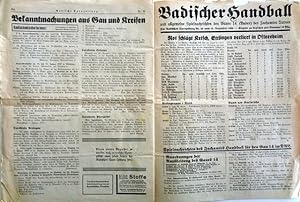 Bild des Verkufers fr (Badischer Handball) 2-seitige Beilage der Badischen Turnzeitung Nr. 50 vom 15.12.1936. zum Verkauf von Antiquariat Ursula Hartmann