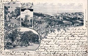 Gruss aus Lussin Grande (4 Ansichten). Ansichtskarte in Lichtdruck. Abgestempelt 1906.