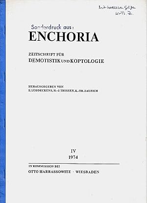 Bild des Verkufers fr Sptdemotische Papyrusurkunden III. (Enchoria, Zeitschrift fr Demotistik und Koptologie). zum Verkauf von Librarium of The Hague