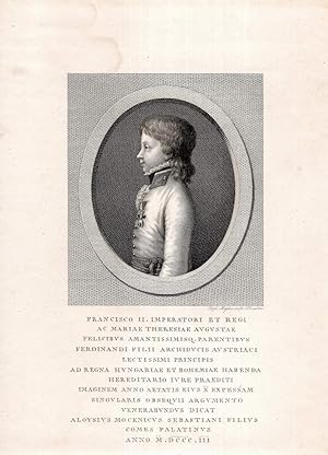 . Ferdinandi Filii Archiducis Austriaci . Kupferstich-Porträt von Raphael Morghen (1758-1833).