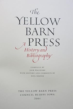 Seller image for THE YELLOW BARN PRESS. A HISTORY AND BIBLIOGRAPHY for sale by First Folio    A.B.A.A.