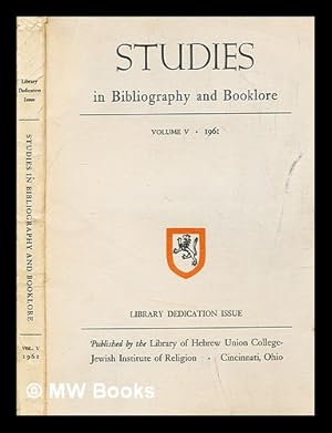 Imagen del vendedor de Studies in bibliography and booklore, vol. 4 1959-60 a la venta por MW Books