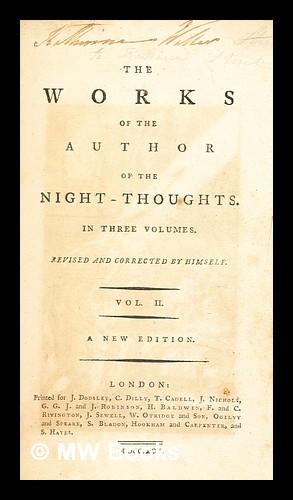 Imagen del vendedor de The works of the Author of the Night-thoughts : In three volumes Vol.II a la venta por MW Books