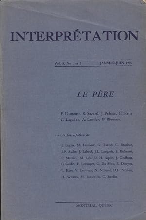 Imagen del vendedor de Interprtation. - Vol. 3, N 1 et 2 - Janvier/Juin 1969 a la venta por PRISCA