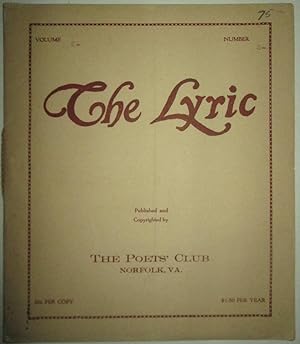 Bild des Verkufers fr The Lyric. February 1922. Vol. 2 No. 2 zum Verkauf von Mare Booksellers ABAA, IOBA
