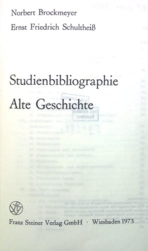 Bild des Verkufers fr Studienbibliographie, alte Geschichte. zum Verkauf von books4less (Versandantiquariat Petra Gros GmbH & Co. KG)