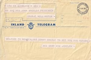 Seller image for Bon Voyage Wellington Telegraph Post Office New Zealand 1960s Telegram for sale by Postcard Finder