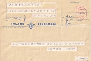 Seller image for Nelson Telegraph Office New Zealand 1960s Telegram for sale by Postcard Finder