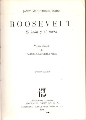 Imagen del vendedor de Roosevelt. El len y el zorro . a la venta por Librera Astarloa