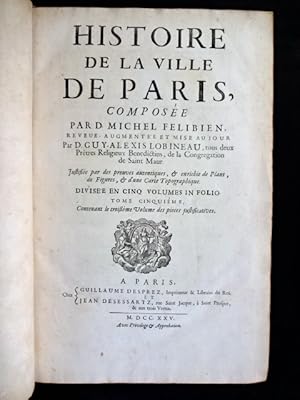 Image du vendeur pour Histoire de la ville de Paris, revue, augmente et mise  jour par D. Guy-Alexis Lobineau. (Tome III  V) mis en vente par LES MOTS