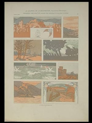 LANDSCAPE, FRENCH ART NOUVEAU - 1902 LITHOGRAPH - MAURICE DUFRENE, PAYSAGE