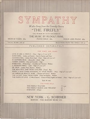 Sympathy. Waltz-Song from the Comedy-Opera "The Firefly". The words by Otto Haurbach