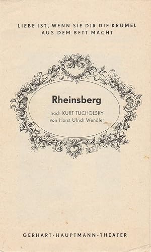 Bild des Verkufers fr Programmheft Horst Ulrich Wendler RHEINSBERG Premiere 28. Juni 1974 Spielzeit 1973 / 74 zum Verkauf von Programmhefte24 Schauspiel und Musiktheater der letzten 150 Jahre
