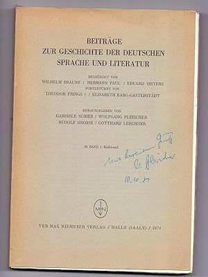 Beiträge zur Geschichte der deutschen Sprache und Literatur. Herausgegeben von Gabriele Schieb, W...