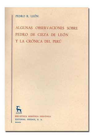 Imagen del vendedor de Algunas observaciones sobre Pedro de Cieza de León y la crónica del Perú. a la venta por Librería Berceo (Libros Antiguos)