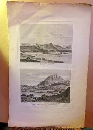 Doppelblatt, zwei Kupferstiche : Vue du Lac de Lucerne, prise après de la ville und Vue du Lac de...