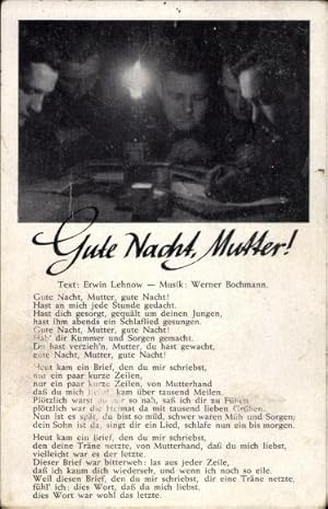 Bild des Verkufers fr Lied Ansichtskarte / Postkarte Gute Nacht, Mutter von Erwin Lehnow, Gruppenbild zum Verkauf von akpool GmbH