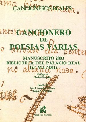 Imagen del vendedor de CANCIONERO DE POESAS VARIAS: MANUSCRITO 2803 BIBLIOTECA DEL PALACIO REAL DE MAD a la venta por Antrtica