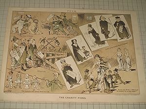 Seller image for 1881 Puck Lithograph of "The Charity Fiend" - A Few of Charity Fiend's Disguises for sale by rareviewbooks