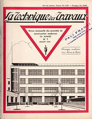 La Technique des Travaux, anno 10°, n. 7, Luglio 1934