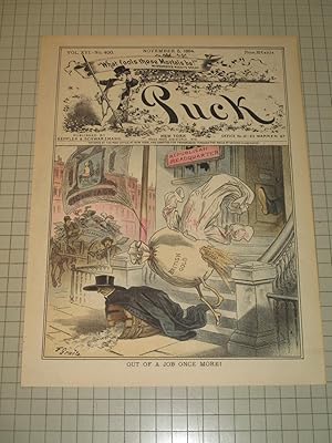 Seller image for 1884 Puck Lithograph of "Out of a Job Once More!' - Kicking the Bloody Shirts/British Gold out of Republican Headquarters for sale by rareviewbooks