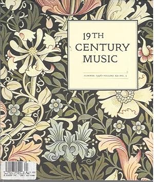 Image du vendeur pour 19th Century Music Volume XX [20] No. 1 (Summer 1996) mis en vente par Bookfeathers, LLC