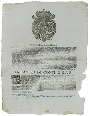 Seller image for VEDUTA PER NOI L'ALLIGATA SUPPLICA Dat' in Torino li quindeci Decembre 1685. [Documento originale]: for sale by Bergoglio Libri d'Epoca