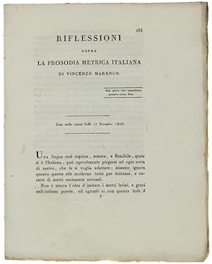 RIFLESSIONI SOPRA LA PROSODIA METRICA ITALIANA. Lette nella seduta delli 17 Decembre 1806.: