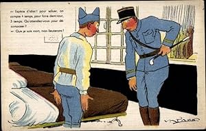 Ansichtskarte / Postkarte Soldat français salut son Lieutenant dans le Dortoir, Espèce d´idiot