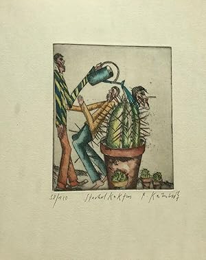An meinen Kaktus. Mit 1 signierten,numer. und bez., handkol. Original-Farbradierung von Bernd Kas...