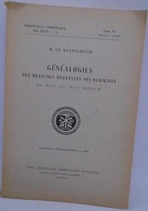 Seller image for Orientalia Christiana Vol. XXXV-1 No. 94. Genealogies Des Branches Regnantes Des Rurikides Du XVI Siecle for sale by Juniper Books