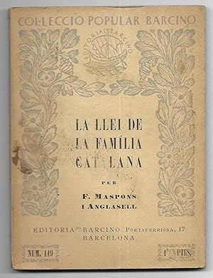 Llei de la Família Catalana, La. Col-lecció Popular Barcino nº 119