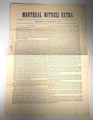Montreal Witness Extra. Montreal, November 25, 1854. Tarif