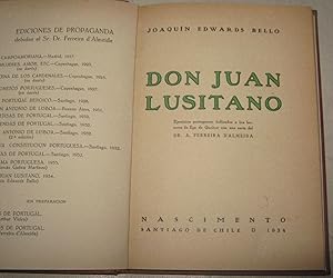 Bild des Verkufers fr Don Juan Lusitano. Ejercicios portugueses dedicados a los lectores de Eca de Quiroz como una carta del Dr. A Ferreira D Almeida zum Verkauf von Librera Monte Sarmiento