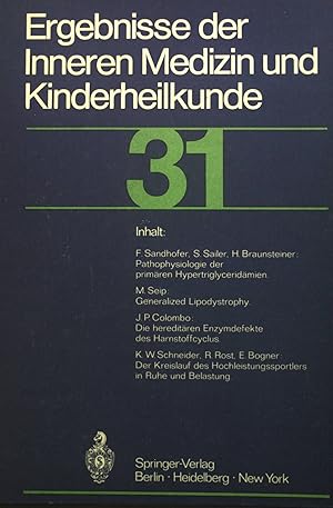 Bild des Verkufers fr Ergebnisse der Inneren Medizin und Kinderheilkunde. Neue Folge , Advances in Internal Medicine and Pediatrics, Band 31 zum Verkauf von books4less (Versandantiquariat Petra Gros GmbH & Co. KG)