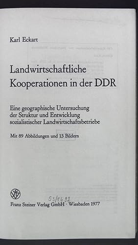 Seller image for Landwirtschaftliche Kooperationen in der DDR: Eine geographische Untersuchung der Struktur und Entwicklung sozialistischer Landwirtschaftsbetriebe. Wissenschaftlich Paperbacks Geographie; for sale by books4less (Versandantiquariat Petra Gros GmbH & Co. KG)