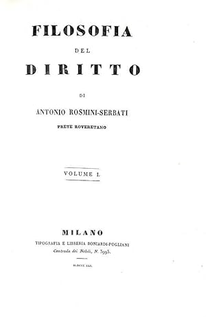 Filosofia del diritto., Tipografia e Libreria Boniardi-Pogliani, 1841-43.