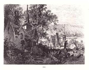 Bild des Verkufers fr Teilansicht mit Mosel. Holzstich nach einer Zeichnung von R.Pttner. zum Verkauf von Antiquariat Heinz Tessin