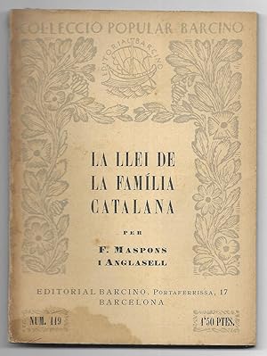 Llei de la Família Catalana, La. Col-lecció Popular Barcino nº 119