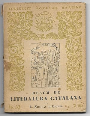 Resum de Literatura Catalana. Col-lecció Popular Barcino nº 33