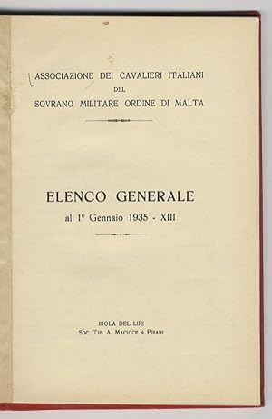 Elenco generale al 1 gennaio 1935.