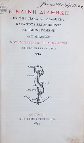 Immagine del venditore per [H" kain" diath"k"] = Novum Testamentum Graecum, Editio Hellenistica. 2-vol. set (Complete) venduto da ERIC CHAIM KLINE, BOOKSELLER (ABAA ILAB)