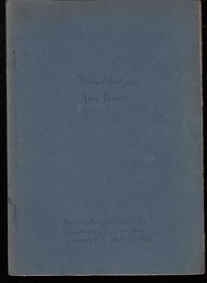 Bild des Verkufers fr Rota Veneris ( des Magisters Boncompagno). (Herausgelster Beitrag aus: Deutsche Viertelsjahresschrift fr Literaturgeschichte und Geistesgeschichte V.1, 1927). zum Verkauf von Antiquariat Carl Wegner